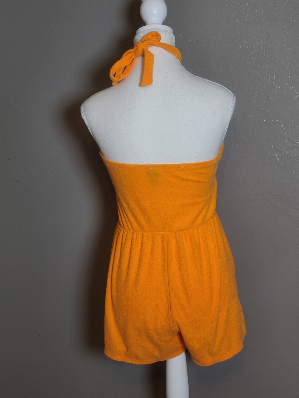 Wild Fable Womens Bright Orange Halter Terry Romper Keyhole NWT XS - Picture 4 of 13